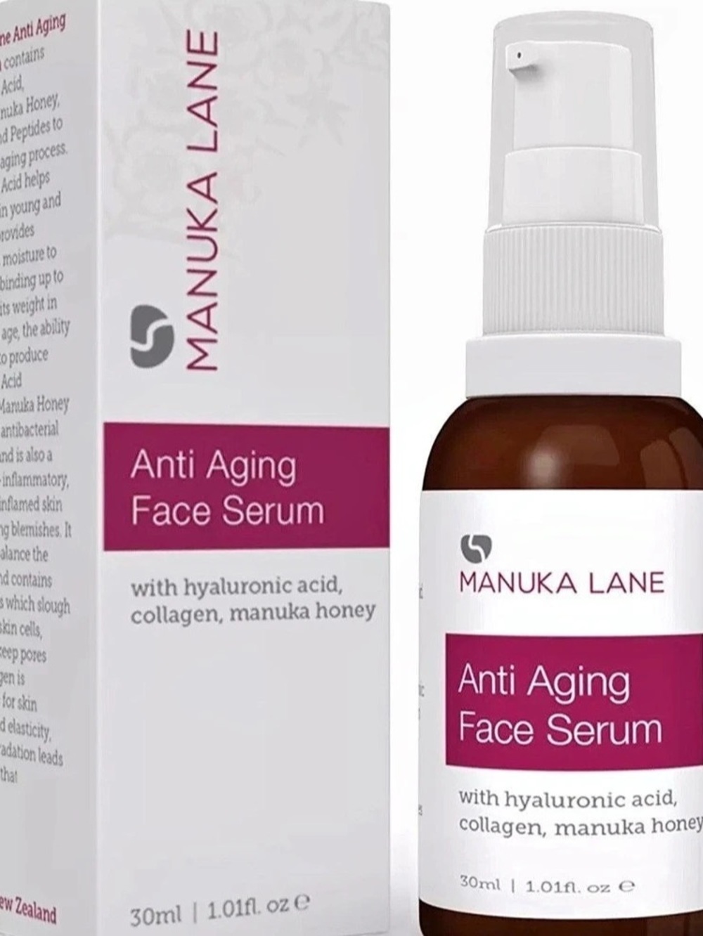 Manuka Lane Face Serum w/ Hyaluronic, Manuka Honey,Collagen 1.01 fl.oz